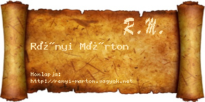 Rényi Márton névjegykártya